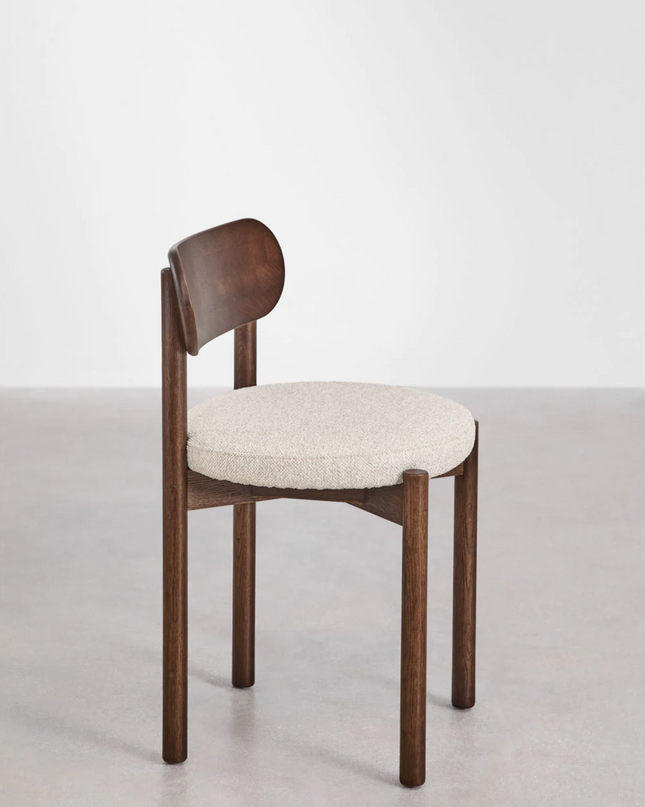 Dining Table Set 200 × 100 cm in Wood with 4 Bouclé Chairs – Bianca