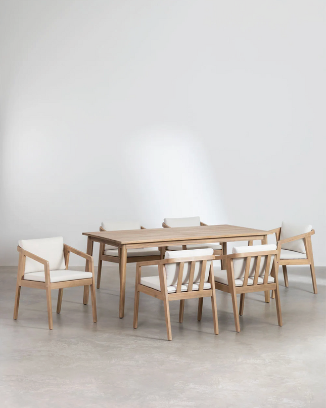 Acacia Dining Table Set 180 × 90 cm with 6 Chairs – Kaela