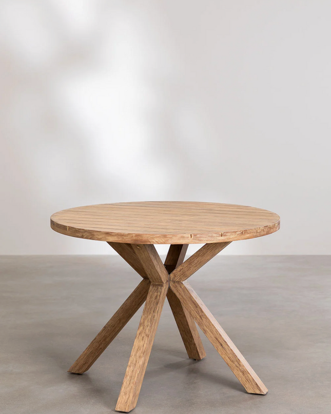 Round Dining Table Set Ø120 cm in Wood with 6 Armchairs – Naele