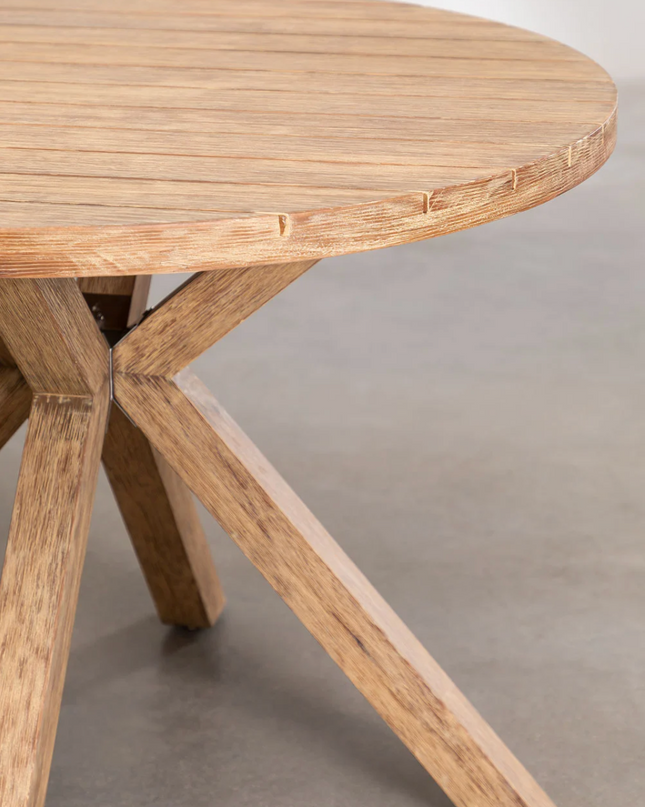 Round Dining Table Set Ø120 cm in Wood with 6 Armchairs – Naele