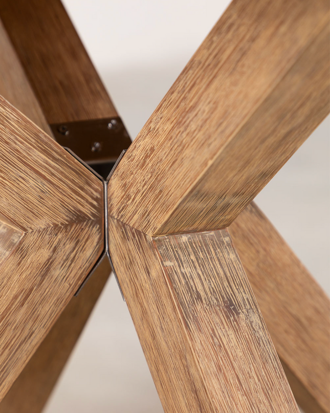 Round Dining Table Set Ø120 cm in Wood with 6 Armchairs – Naele