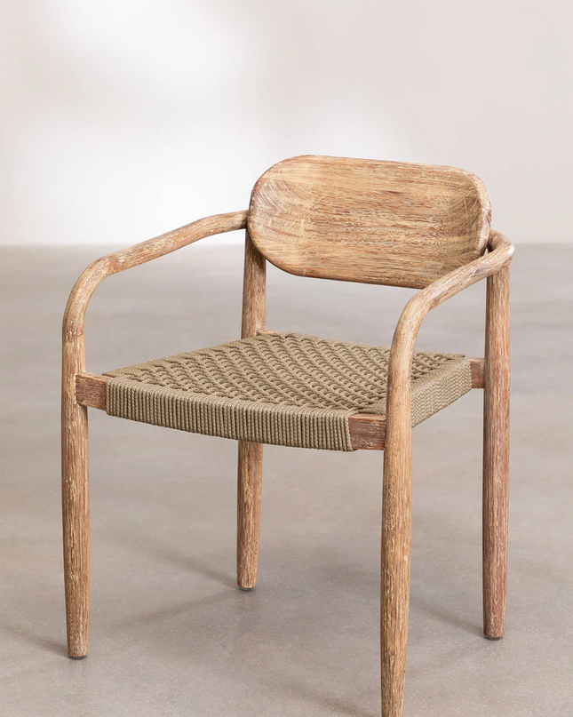 Round Dining Table Set Ø120 cm in Wood with 6 Armchairs – Naele