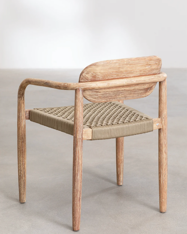 Round Dining Table Set Ø120 cm in Wood with 6 Armchairs – Naele