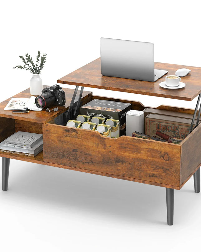 Duni Lift-Top Coffee Table – Coffee Table with Lift-Top and Storage, Wooden Design