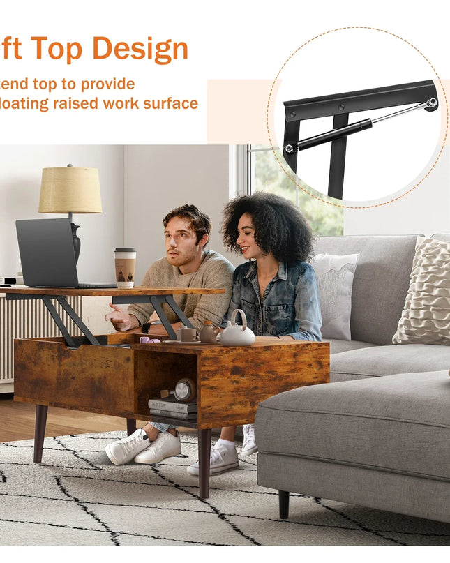 Duni Lift-Top Coffee Table – Coffee Table with Lift-Top and Storage, Wooden Design