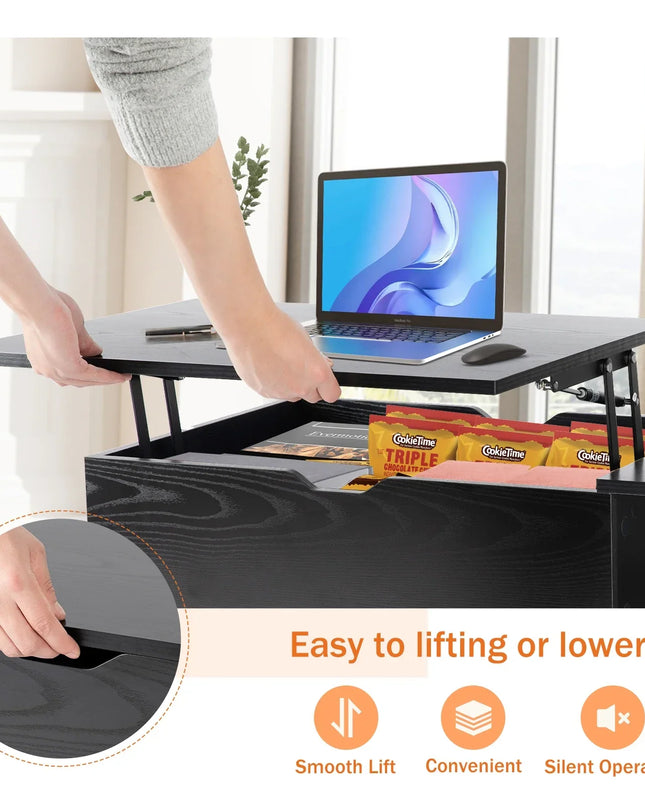 Duni Lift-Top Coffee Table – Coffee Table with Lift-Top and Storage, Wooden Design