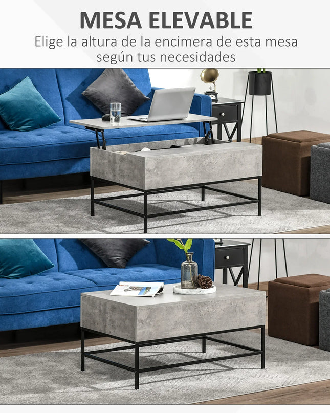 Lift-Top Coffee Table with Storage – 90 × 60.5 × 45.5 cm, Hidden Compartment