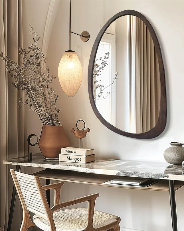 asymmetrical-wall-mirror-black-frame-desk-area