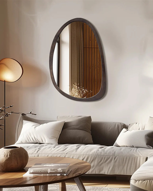 asymmetrical-wall-mirror-black-frame-living-room