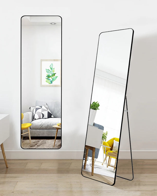 full-length-floor-mirror-black-metal-frame-standing-view