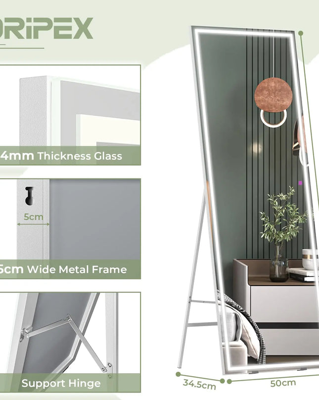 led-full-length-mirror-frame-details-specs